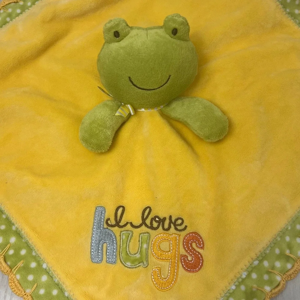Carters Lovey Security Blanket Yellow Green Frog I Love Hugs Polka Dot READ